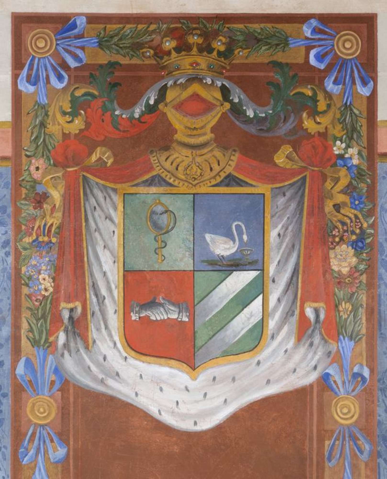 Voghiera località Voghenza, Teatro di Villa Massari Mazzoni, decorazione del palco posto sopra l'ingresso (foto Andrea Scardova, IBC) 2018